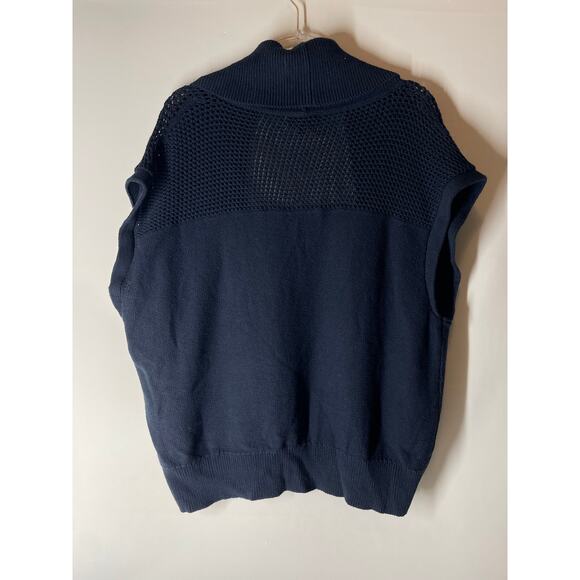 Rag & Bone Navy Organic Cotton Knit Open Front Cardigan Vest Sweater Size XL - Picture 3 of 4